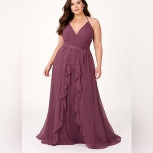 NEW Vera Wang Chiffon Halter Ruffle Dress Maxi Size 18